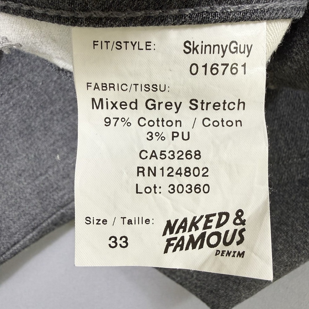 Naked & Famous Skinny Guy Jeans Mens 33x31 (Actual 32x31) Mixed Grey Stretch EUC - Picture 5 of 13